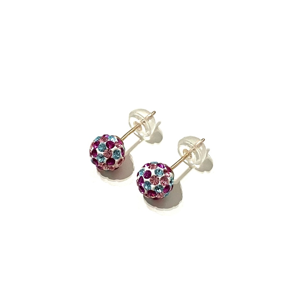 10K Gold Sparkle Ball Stud Earrings